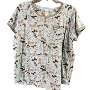 PILLOW TALK Pj Top with Puppy Dogs Size Large